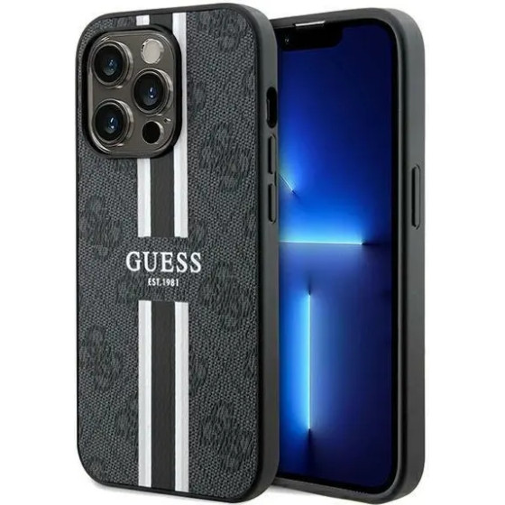 Guess 4G Printed Stripes MagSafe case for iPhone 15 Pro Max - black - (GUE003445-0)