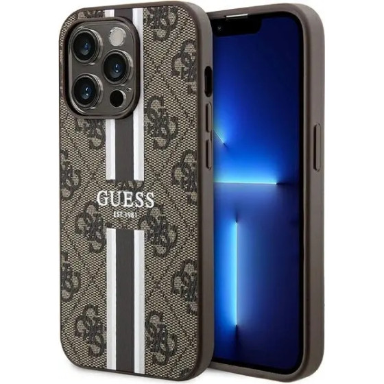 Guess 4G Printed Stripes MagSafe case for iPhone 15 Pro - brown - (GUE003625-0)