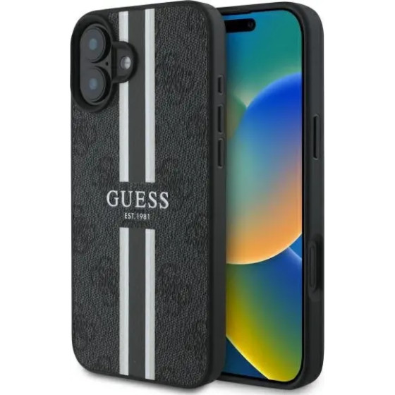 Guess 4G Printed Stripes MagSafe case for iPhone 16 - black - (GUE004093-0)