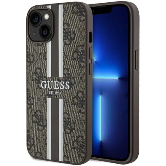 Guess 4G Printed Stripes MagSafe case for iPhone 15/14/13 - brown - (GUE003409-0)