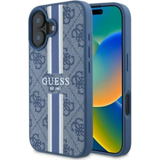Guess 4G Printed Stripes MagSafe case for iPhone 16 - blue - (GUE004069-0)