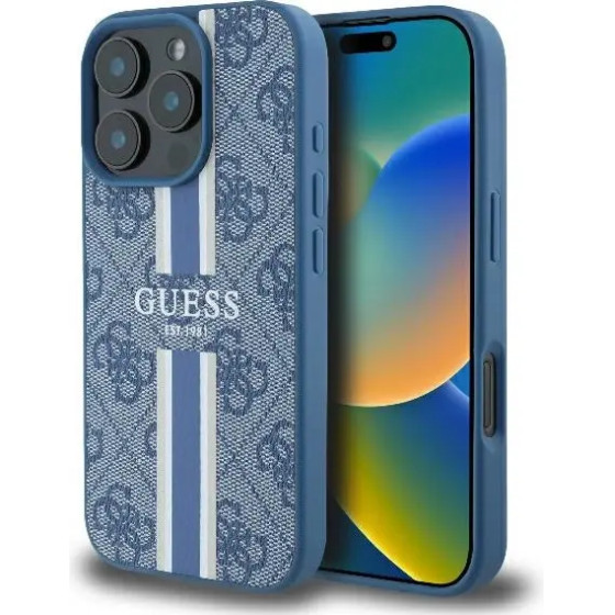Guess 4G Printed Stripes MagSafe case for iPhone 16 Pro - blue - (GUE003876-0)