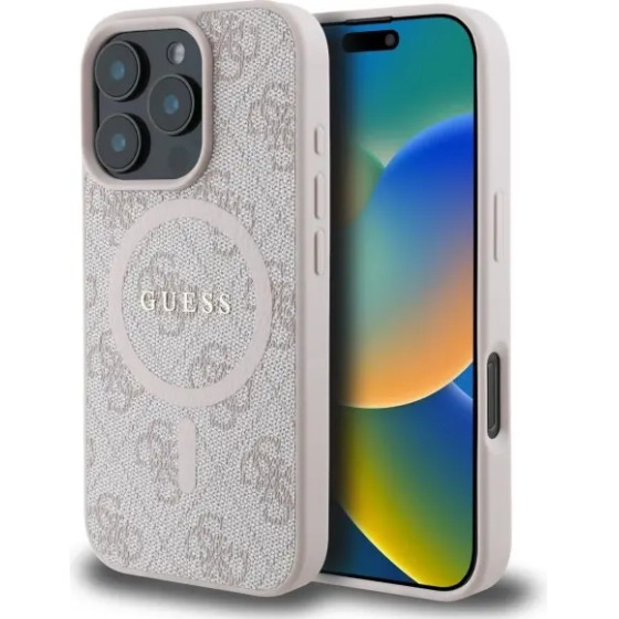 Guess 4G Ring Classic Logo MagSafe Case for iPhone 16 Pro Max - Pink - (GUE003768-0)