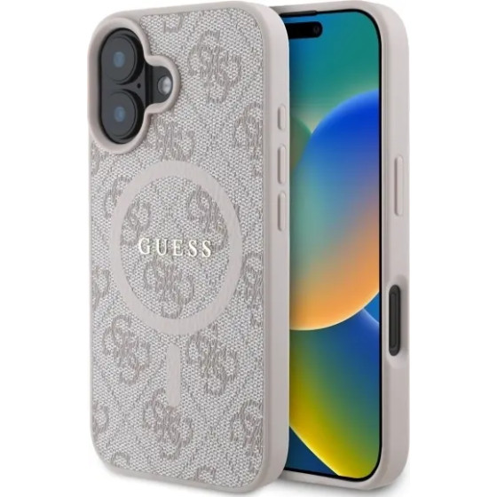 Guess 4G Ring Classic Logo MagSafe iPhone 16 Case - Pink - (GUE003765-0)