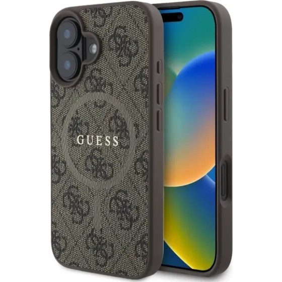 Guess 4G Ring Classic Logo MagSafe iPhone 16 Case - Brown - (GUE003769-0)