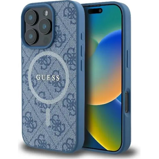 Guess 4G Ring Classic Logo MagSafe iPhone 16 Pro Case - Blue - (GUE003858-0)