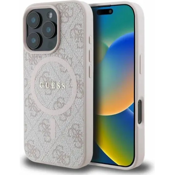 Guess 4G Ring Classic Logo MagSafe iPhone 16 Pro Case - Pink - (GUE003767-0)