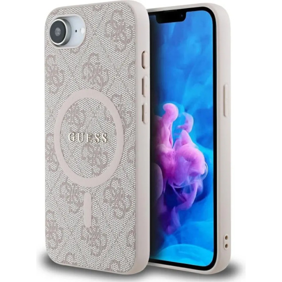 Guess 4G Ring Classic Logo MagSafe iPhone 16e Case - Pink - (GUE004496-0)