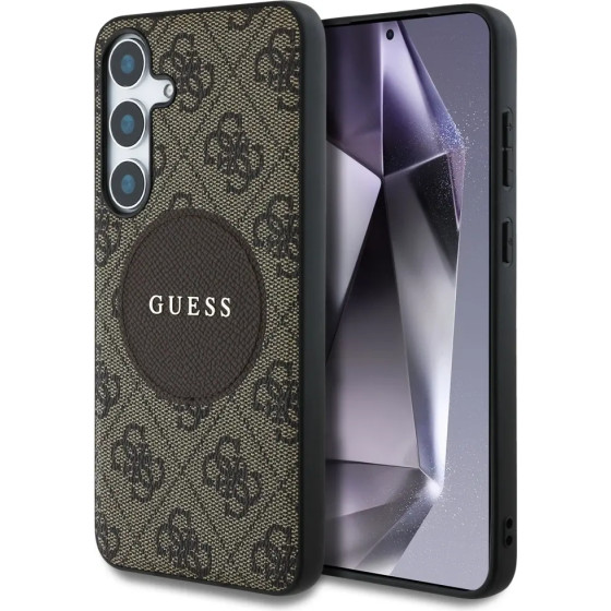 Guess 4G Round Patch Classic Logo MagSafe Case for Samsung Galaxy S25 Brown - (GUE004247-0)