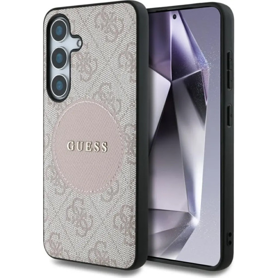 Guess 4G Round Patch Classic Logo MagSafe Case for Samsung Galaxy S25 Plus Pink - (GUE004253-0)