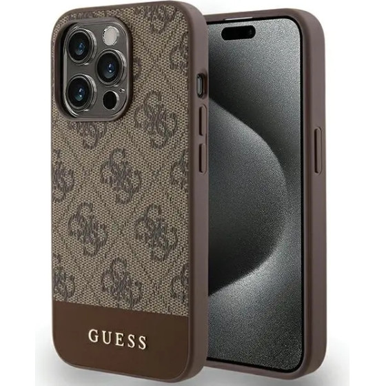 Guess 4G Stripe Collection case for iPhone 15 Pro Max - brown - (GUE003597-0)