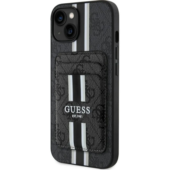 Guess 4G Stripes case with Magsafe wallet for iPhone 15 black - (GUE004461-0)