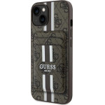 Guess 4G Stripes case with Magsafe wallet for iPhone 15 brown - (GUE004462-0)
