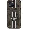 Guess 4G Stripes case with Magsafe wallet for iPhone 15 brown - (GUE004462-0)