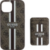 Guess 4G Stripes case with Magsafe wallet for iPhone 15 brown - (GUE004462-0)