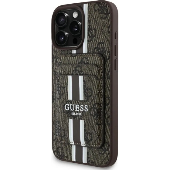 Guess 4G Stripes case with Magsafe wallet for iPhone 16 Pro Max brown - (GUE004459-0)