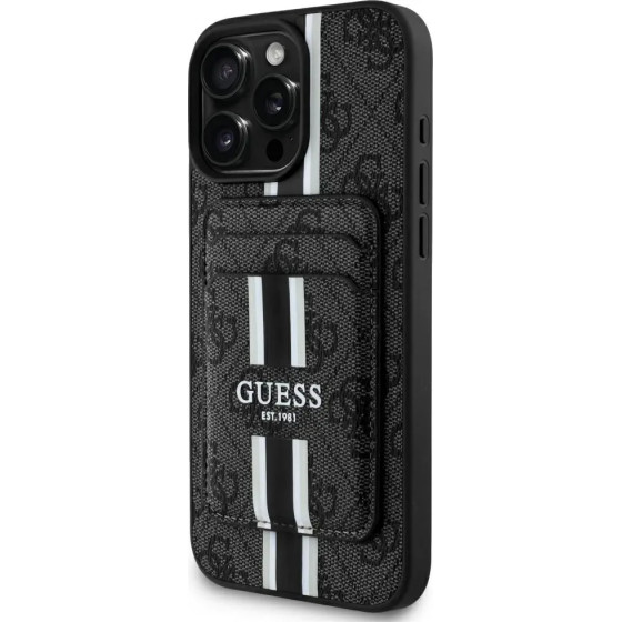 Guess 4G Stripes case with Magsafe wallet for iPhone 16 Pro Max black - (GUE004460-0)