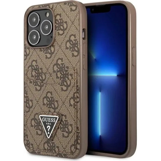 Guess 4G Triangle Logo Cardslot Case for iPhone 13 Pro / 13 - Brown - (GUE002466-0)