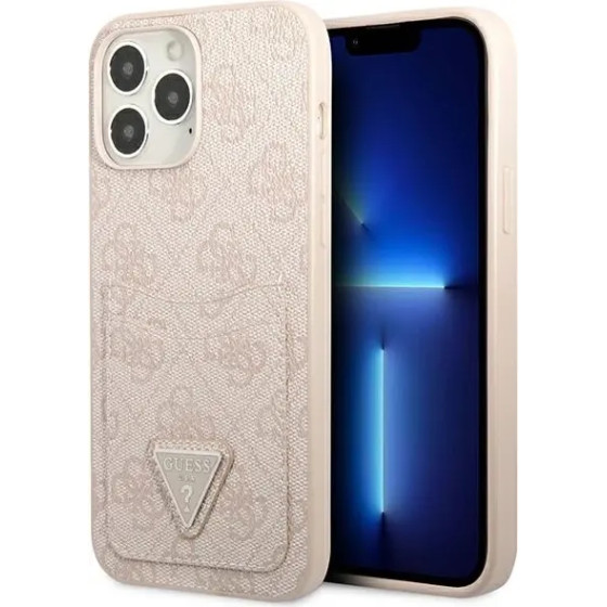 Guess 4G Triangle Logo Cardslot Case for iPhone 13 Pro / 13 - Pink - (GUE002470-0)
