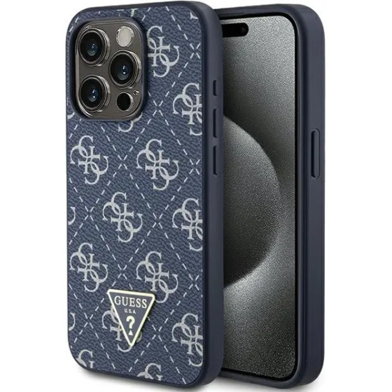 Guess 4G Triangle Metal Logo case for iPhone 15 Pro - blue - (GUE003616-0)