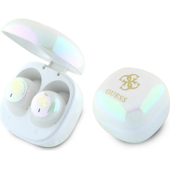 Guess Bluetooth headphones GUTWSJ144ESH TWS + docking station white/white Iridescent 4G Printed Logo - (GUE004190-0)