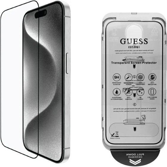Guess BP Rhinestone 2in1 Screen Protector and Camera Lens Set for iPhone 16 Pro Max - Silver - (GUE004463-0)