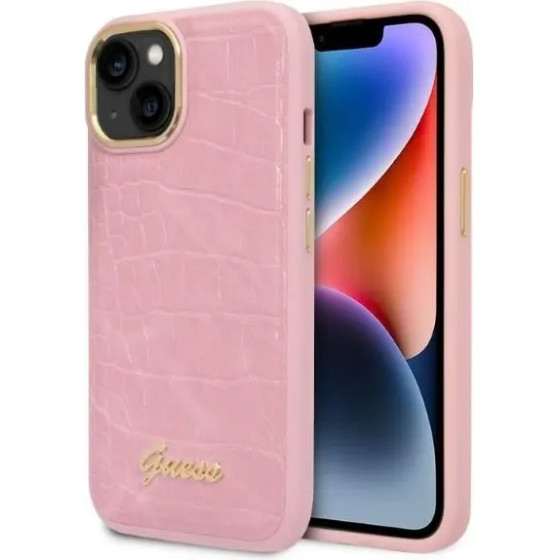Guess Croco Collection case for iPhone 14 Plus - pink - (GUE002263-0)
