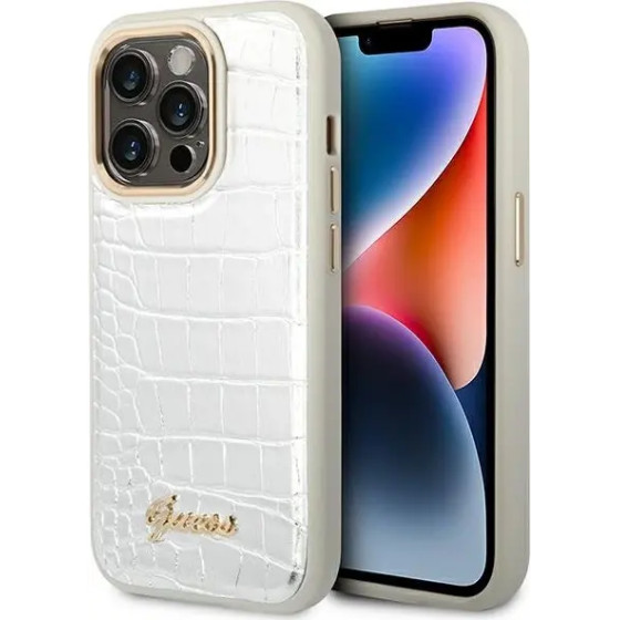 Guess Croco Collection case for iPhone 14 Pro 6.1 - silver - (GUE002272-0)
