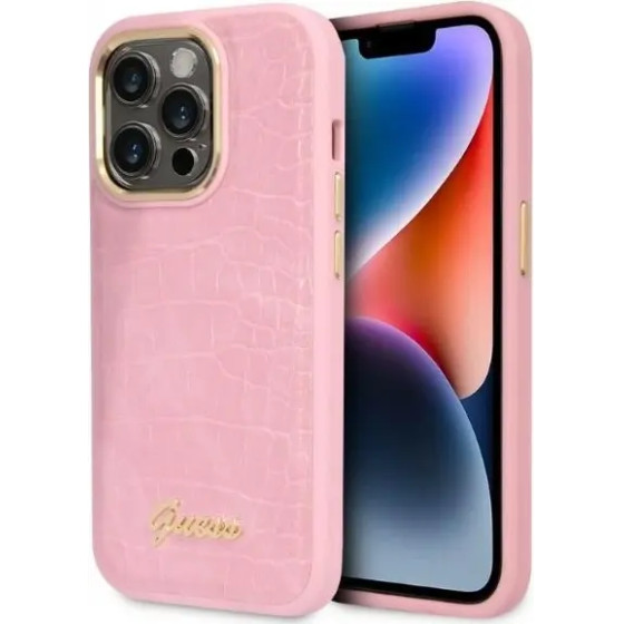 Guess Croco Collection case for iPhone 14 Pro - pink - (GUE002264-0)