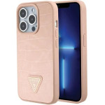 Guess Croco Triangle Metal Logo case for iPhone 15 Pro - pink - (GUE003114-0)