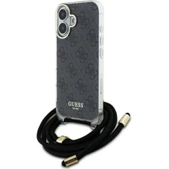 Guess Crossbody Cord 4G Print Case for iPhone 16 - Black - (GUE004131-0)