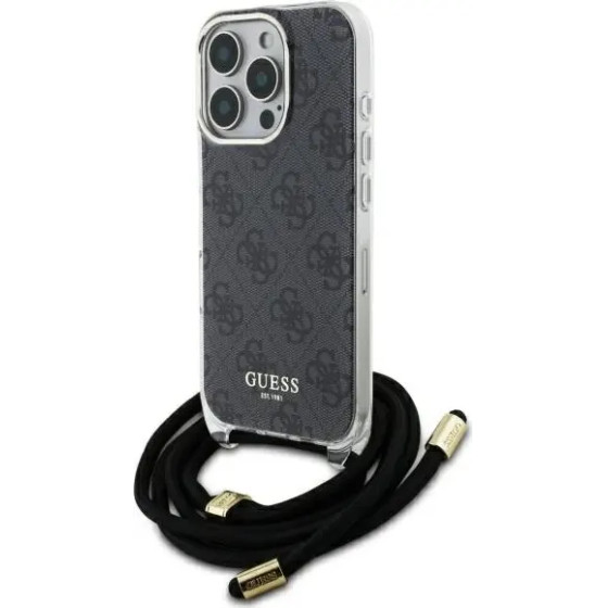 Guess Crossbody Cord 4G Print Case for iPhone 16 Pro Max - Black - (GUE004102-0)