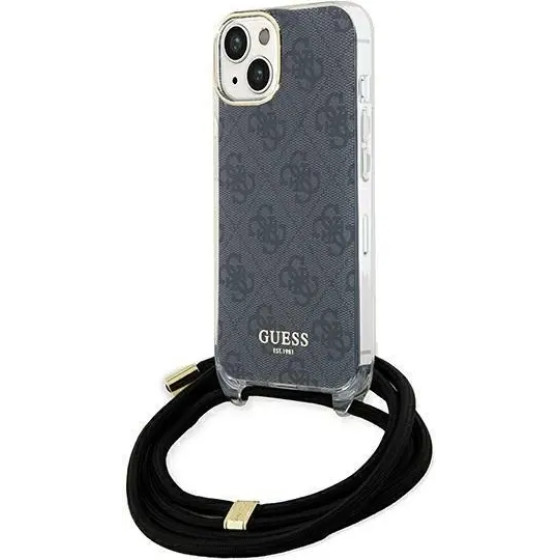 Guess Crossbody Cord 4G Print Case for iPhone 15/14/13 - Black - (GUE003385-0)