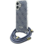 Guess Crossbody Cord 4G Print Case with Lanyard for iPhone 16 - Blue - (GUE004105-0)
