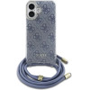 Guess Crossbody Cord 4G Print Case with Lanyard for iPhone 16 - Blue - (GUE004105-0)