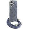 Guess Crossbody Cord 4G Print Case with Lanyard for iPhone 16 - Blue - (GUE004105-0)