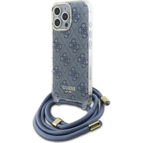 Guess Crossbody Cord 4G Print Case with Lanyard for iPhone 16 Pro - Blue - (GUE004106-0)