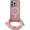 Guess Crossbody Cord Script MagSafe Case for iPhone 16 Pro - Pink - (GUE004113-0)