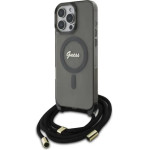 Guess Crossbody Cord Script MagSafe Case for iPhone 16 Pro - Black - (GUE004134-0)