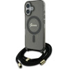 Guess Crossbody Cord Script MagSafe iPhone 16 Case - Black - (GUE004110-0)