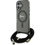 Guess Crossbody Cord Script MagSafe iPhone 16 Case - Black - (GUE004110-0)