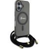 Guess Crossbody Cord Script MagSafe iPhone 16 Case - Black - (GUE004110-0)