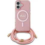 Guess Crossbody Cord Script MagSafe iPhone 16 Case - Pink - (GUE004137-0)