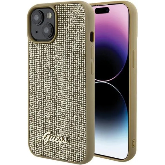 Guess Disco Metal Script case for iPhone 15 - gold - (GUE003082-0)