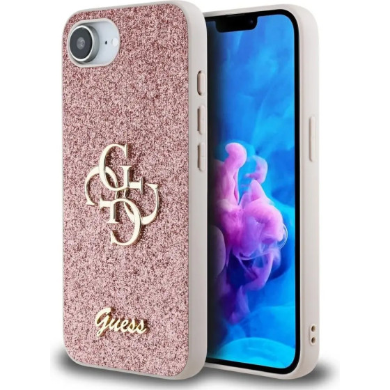 Guess Fixed Glitter Big 4G iPhone 16e Case - Pink - (GUE004489-0)