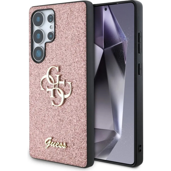 Guess Fixed Glitter Big 4G Metal Logo Case for Samsung Galaxy S25 Ultra Pink - (GUE004308-0)
