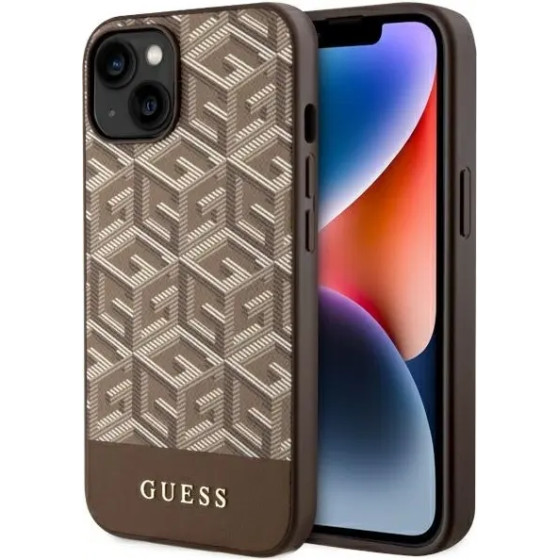 Guess GCube Stripes MagSafe case for iPhone 14 - brown - (GUE002808-0)