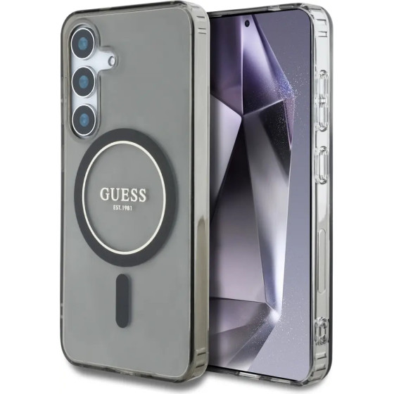 Guess Glitter Circle Classic Logo MagSafe case for Samsung Galaxy S25 black - (GUE004338-0)