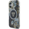 Guess Glitter Flowers Triangle Buttons MagSafe case for iPhone 16 black - (GUE004436-0)