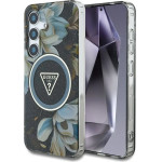 Guess Glitter Flowers Triangle Buttons MagSafe case for Samsung Galaxy S25 black - (GUE004326-0)